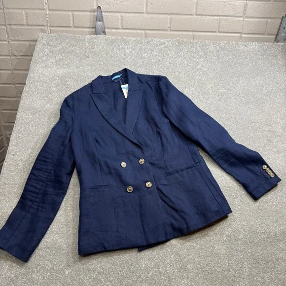 J McLaughlin Ressie Jacket Navy Double Breasted Blazer NWT Sz 8 Old Money Preppy - Picture 2 of 16